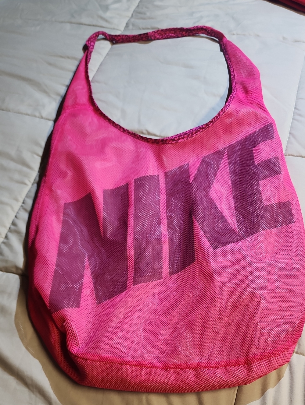 Nike Pink Mesh Tote Bag - Women's Casual Shoulder Bag